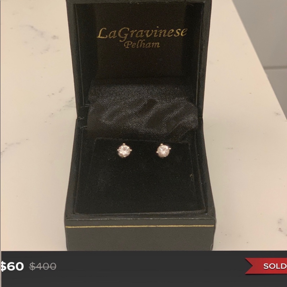 SOLD LaGravinese White gold small diamond earrings